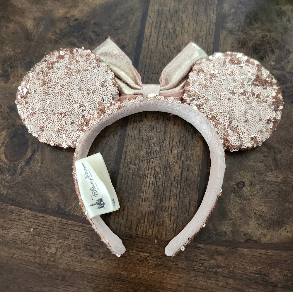 Disney Mickey Ears Headband Sequin Rose Gold